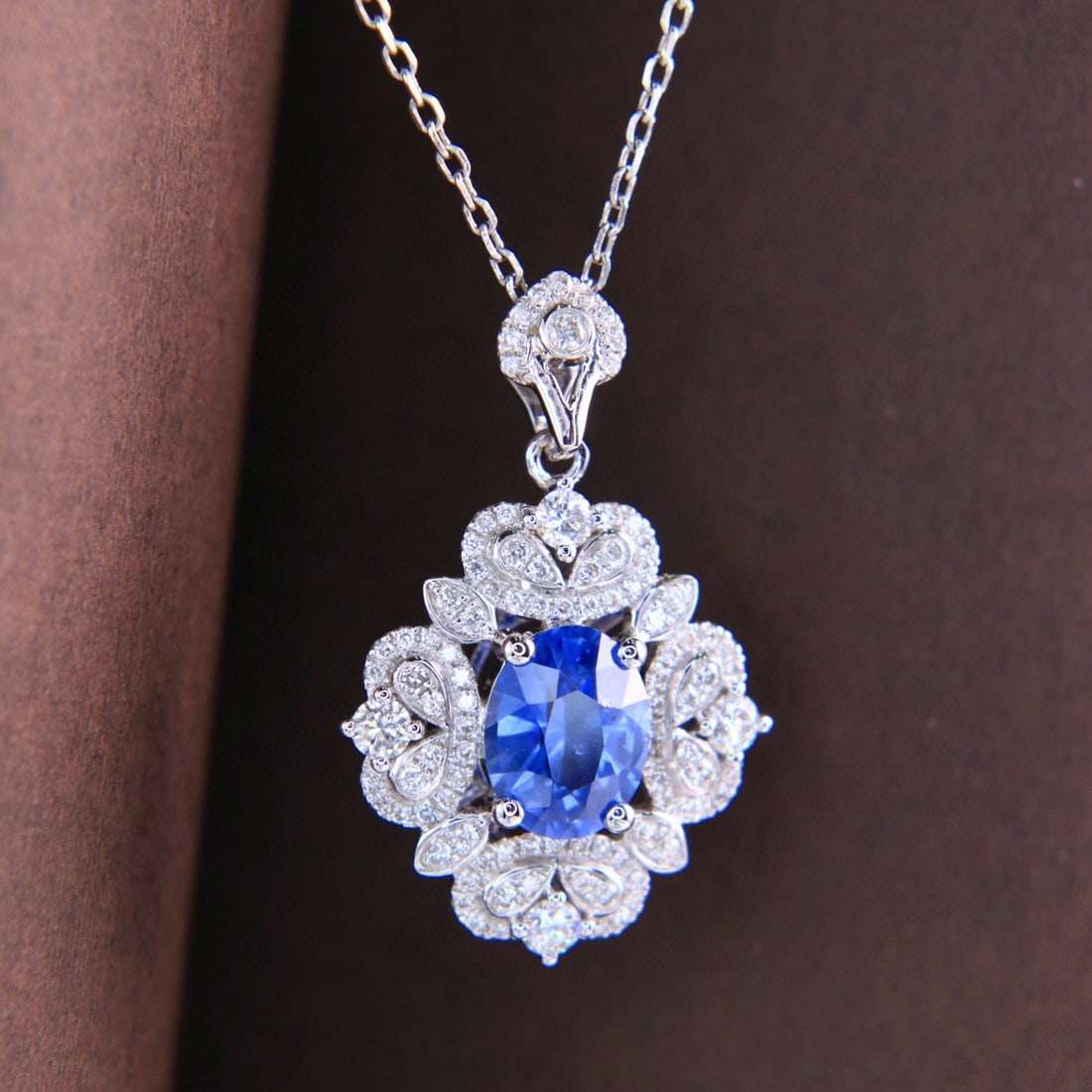 14k Gold 2.04 Ctw Natural Sapphire & Diamond Pendant( Without Chain ) - 6