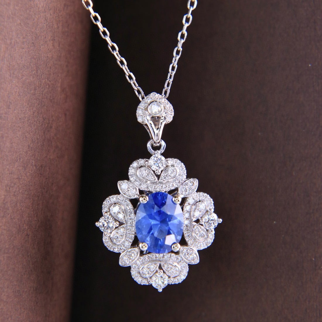 14k Gold 2.04 Ctw Natural Sapphire & Diamond Pendant( Without Chain ) - 7