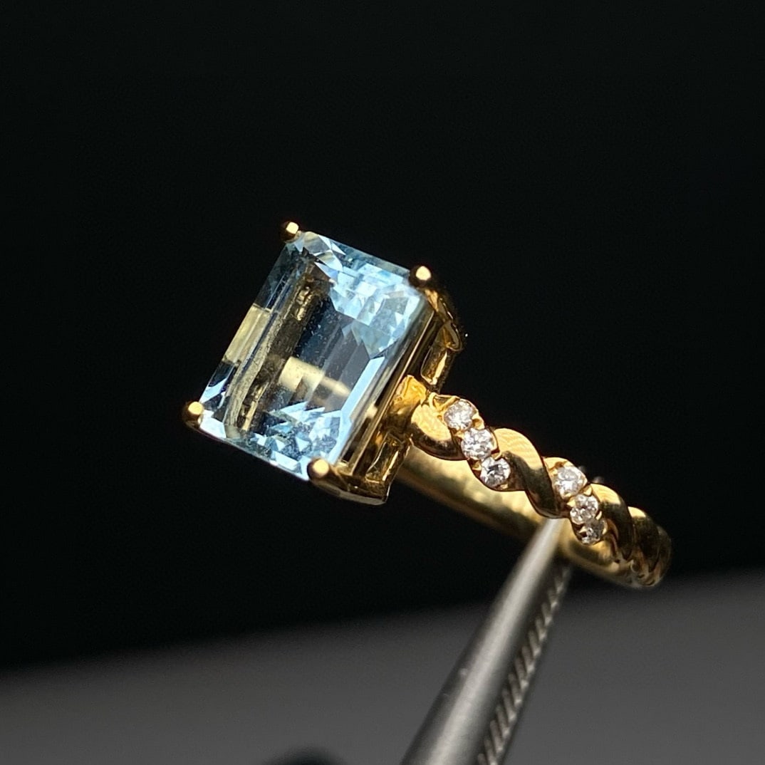 14k Gold 2.37 Ctw Natural Aquamarine & Diamond Ring - 3