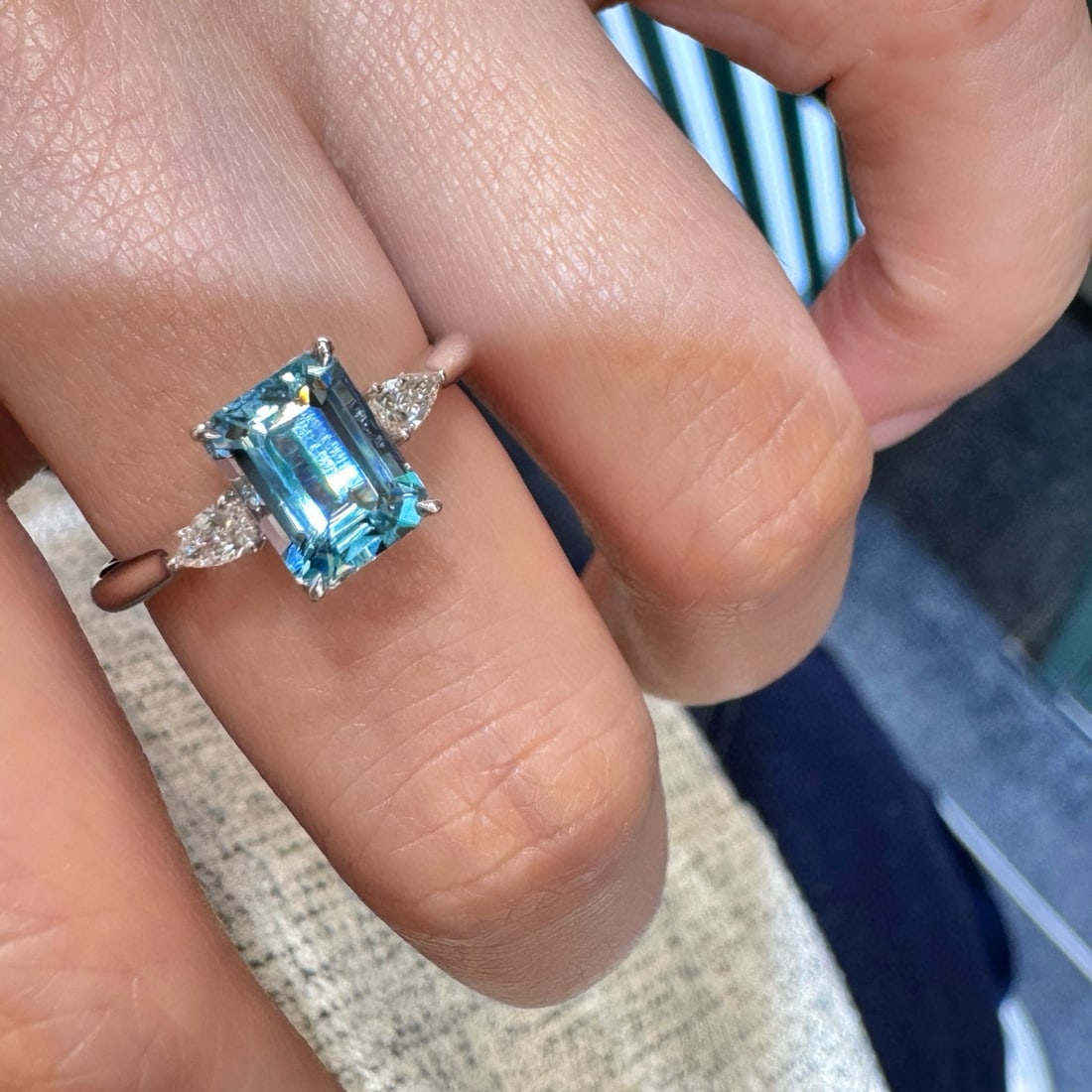 14k Gold 1.51 Ctw Natural Aquamarine & Diamond Ring - 4