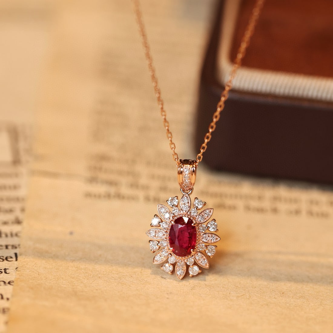 14k Gold 1.05 Ctw Natural Ruby & Diamond Pendant( Without Chain ): Ref:231086151 // gold content:14k gold // main gemstone:ruby // shape:oval // carat weight:0. 68ct // color:pigeonblood red // treatment:natural // // adjacent gemstone 2 : diamond // shape:round //