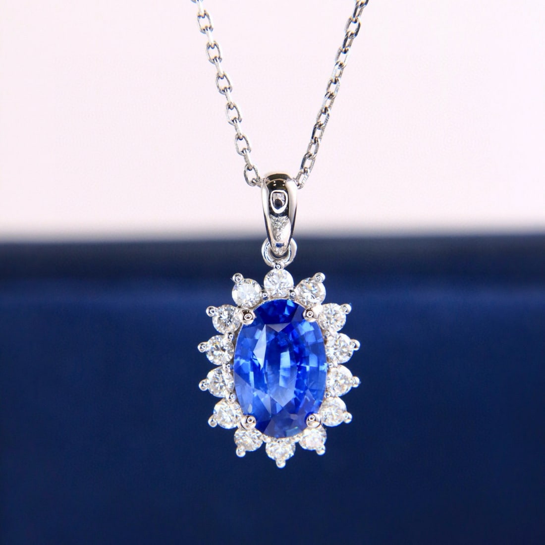 14k Gold 2.45 Ctw Natural Sapphire & Diamond Pendant( Without Chain ) - 3