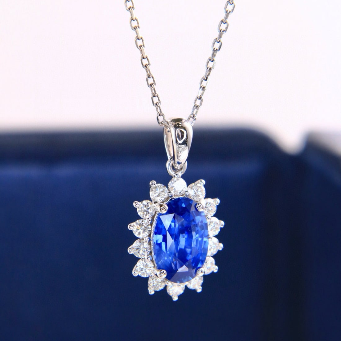 14k Gold 2.45 Ctw Natural Sapphire & Diamond Pendant( Without Chain ) - 5