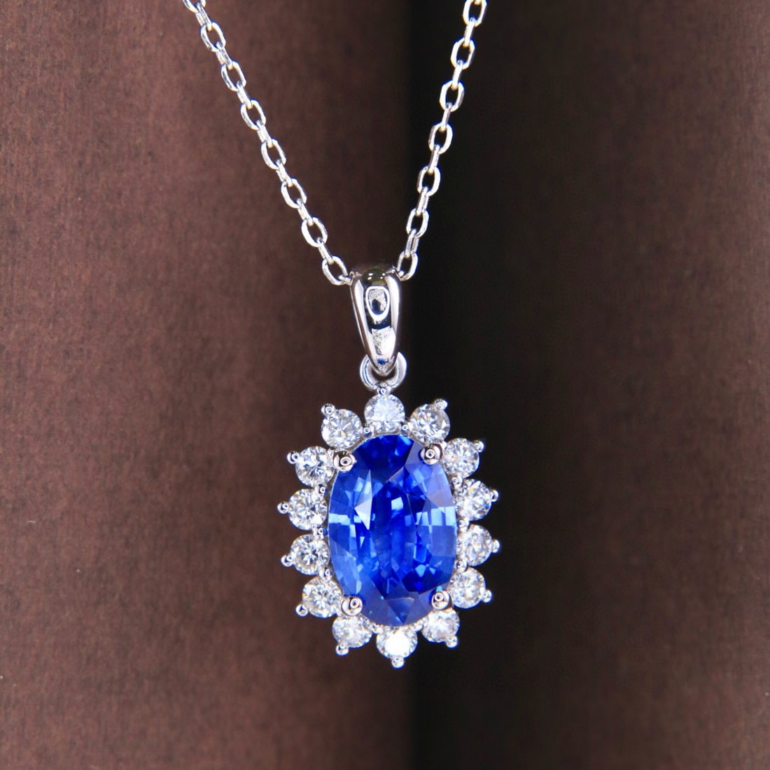 14k Gold 2.45 Ctw Natural Sapphire & Diamond Pendant( Without Chain ) - 6