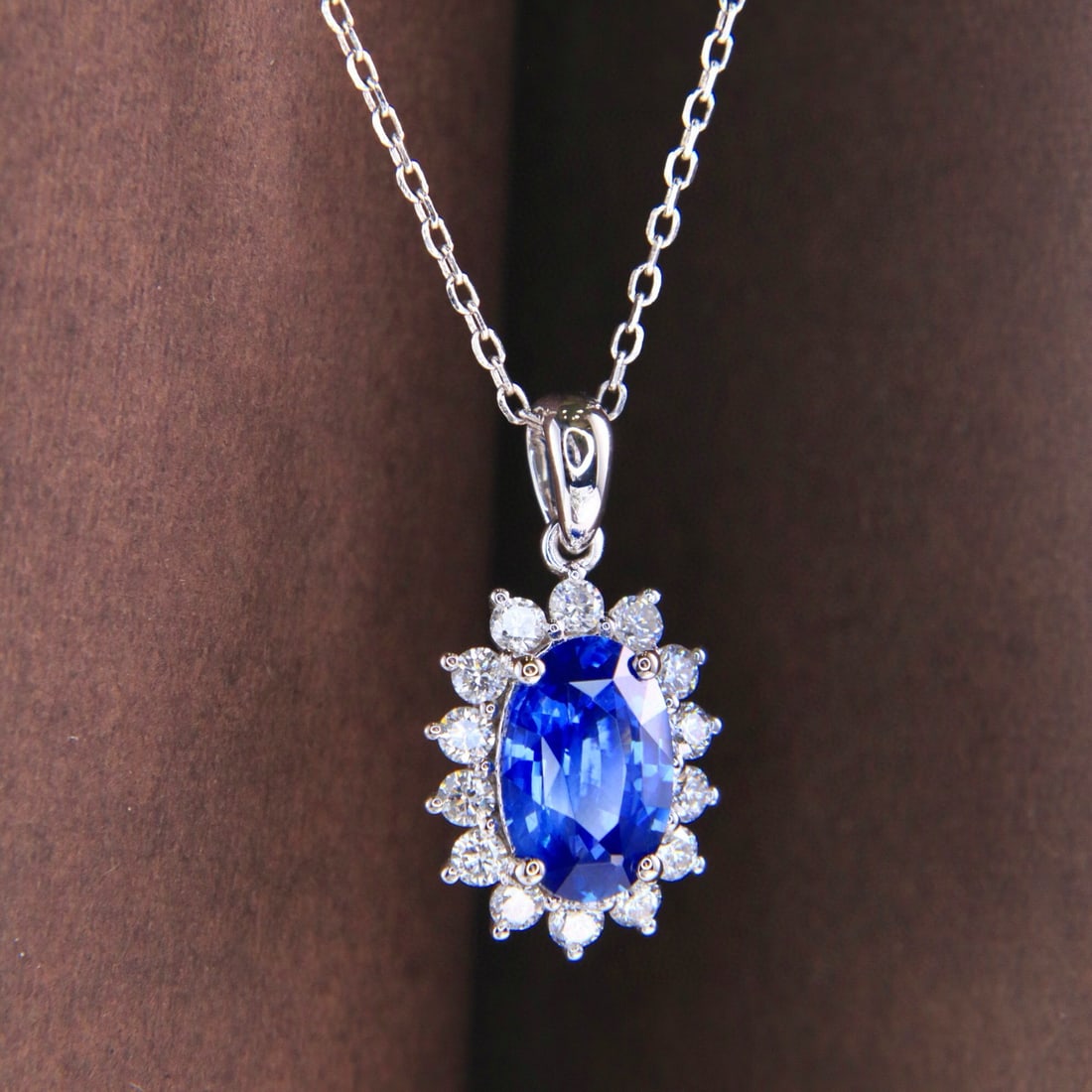 14k Gold 2.45 Ctw Natural Sapphire & Diamond Pendant( Without Chain ) - 7