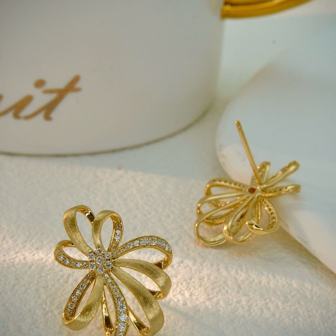 14k Gold 0.38 Ct Natural H Diamond Earrings - 8