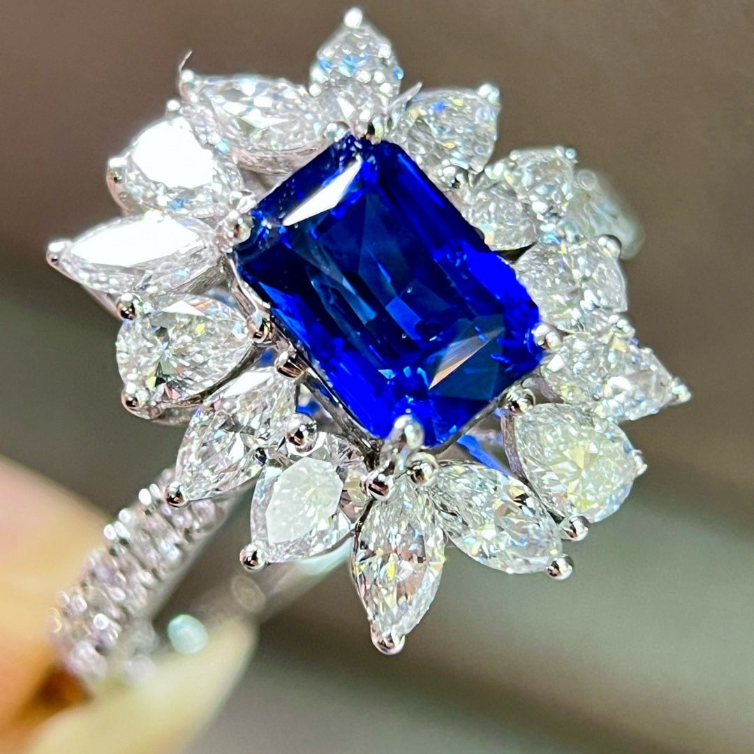 14k Gold 2.87 Ctw Natural Sapphire & Lab Grown Diamond Ring - 2