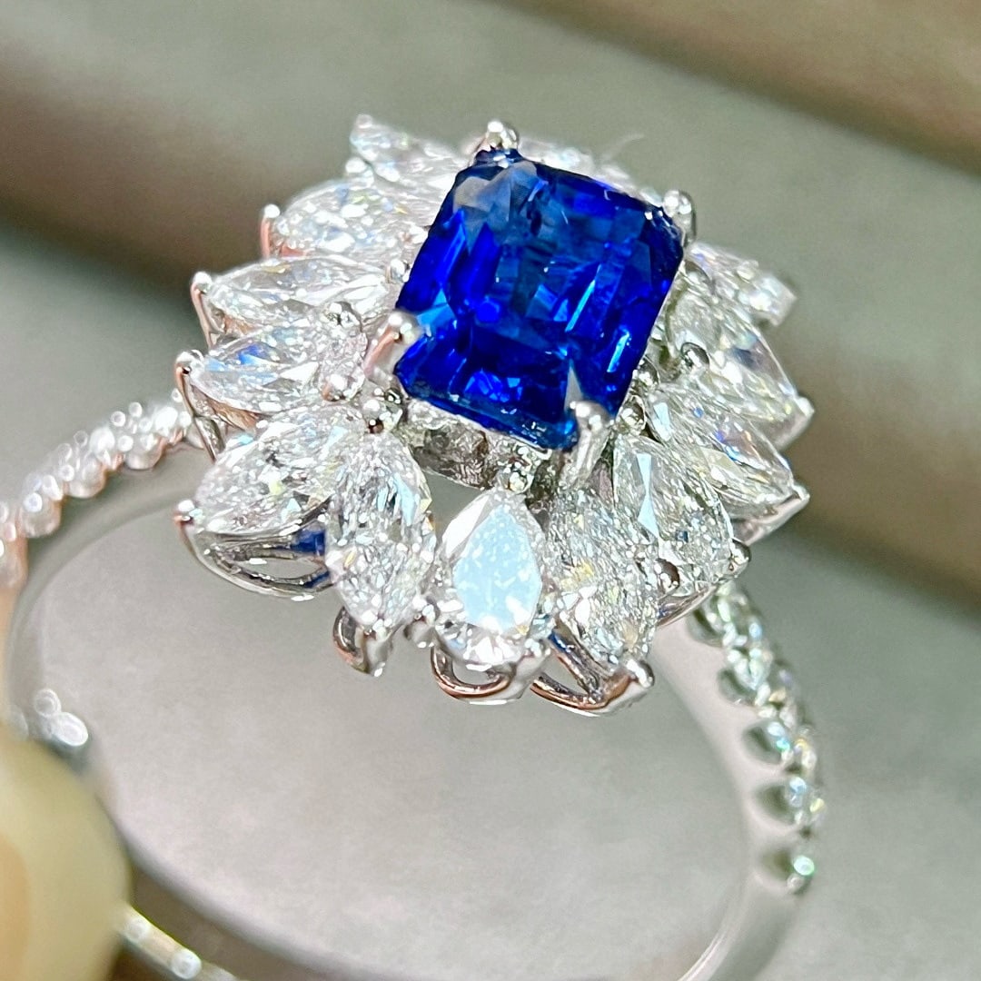14k Gold 2.87 Ctw Natural Sapphire & Lab Grown Diamond Ring - 3