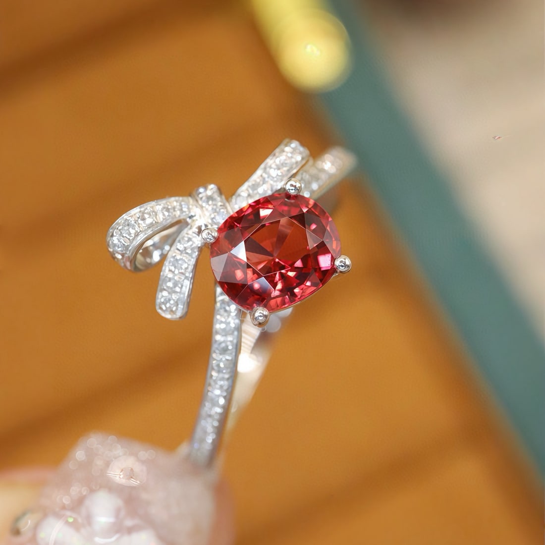 14k Gold 1.03 Ctw Natural Spinel & Diamond Ring - 5
