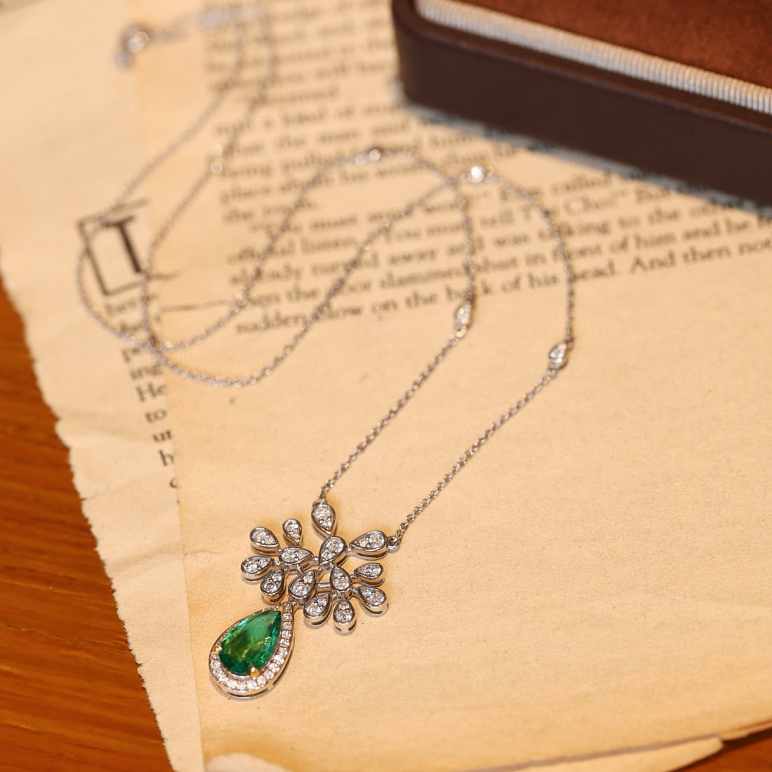 14k Gold 2.01 Ctw Natural Emerald & Diamond Necklace - 7