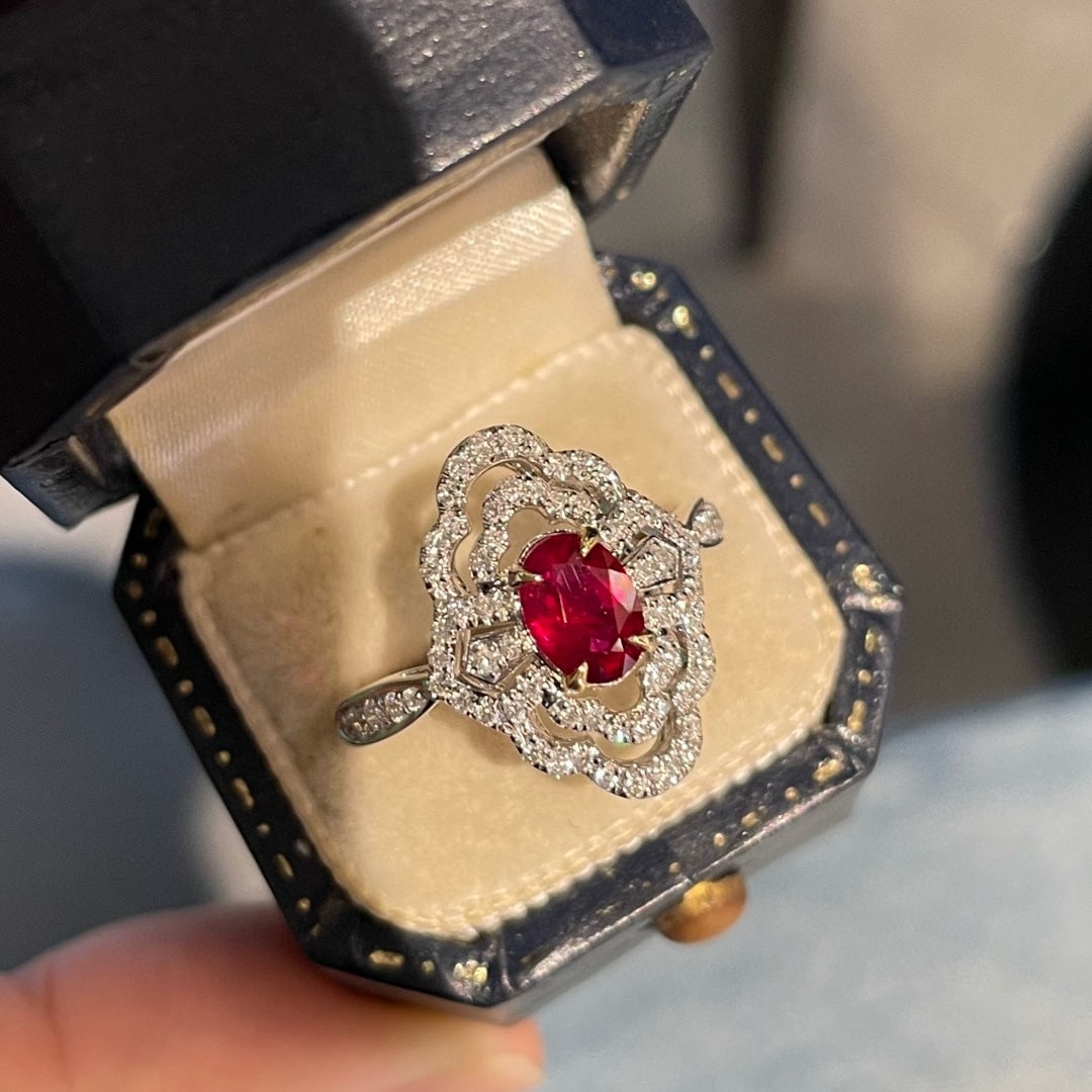 14k Gold 0.78 Ct Natural Ruby & Diamond Ring (1 of 7)