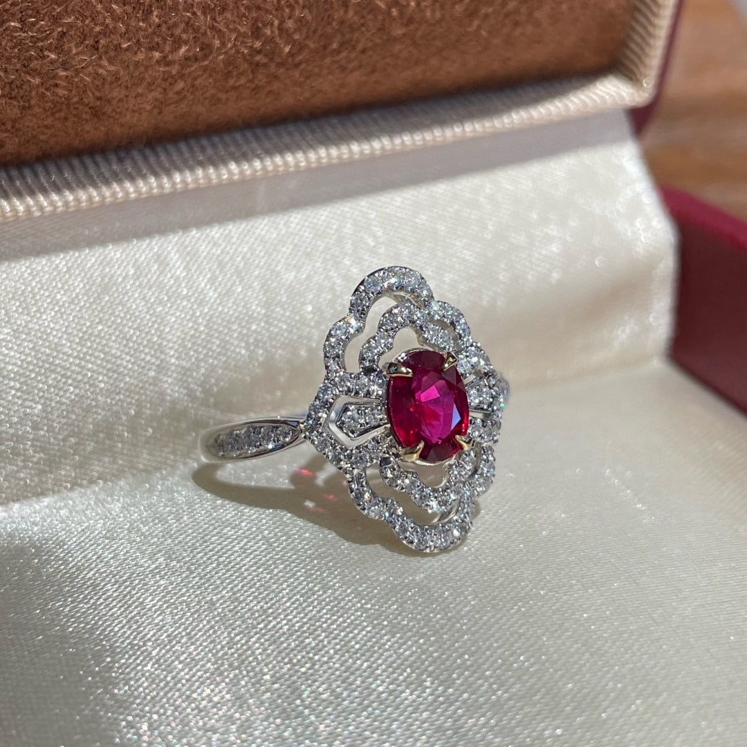 14k Gold 0.78 Ct Natural Ruby & Diamond Ring - 3