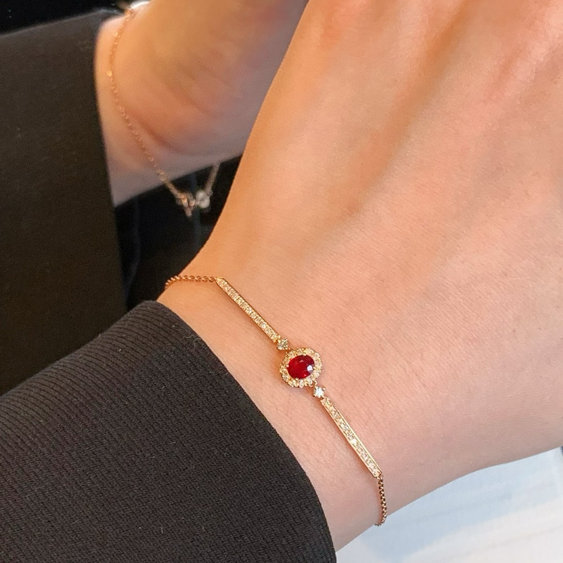 14k Gold 0.67 Ctw Natural Ruby & Diamond Bracelet - 2