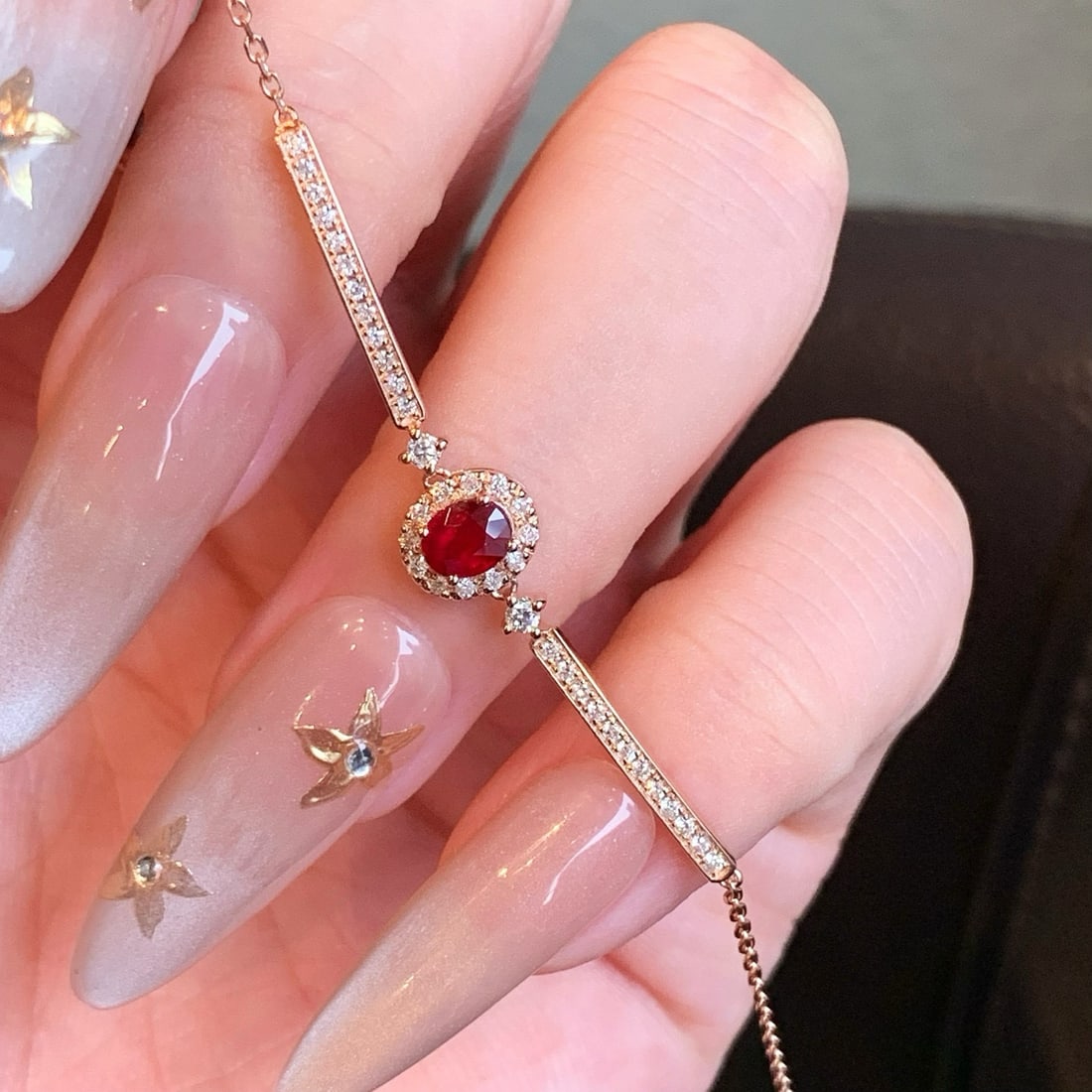 14k Gold 0.67 Ctw Natural Ruby & Diamond Bracelet - 3