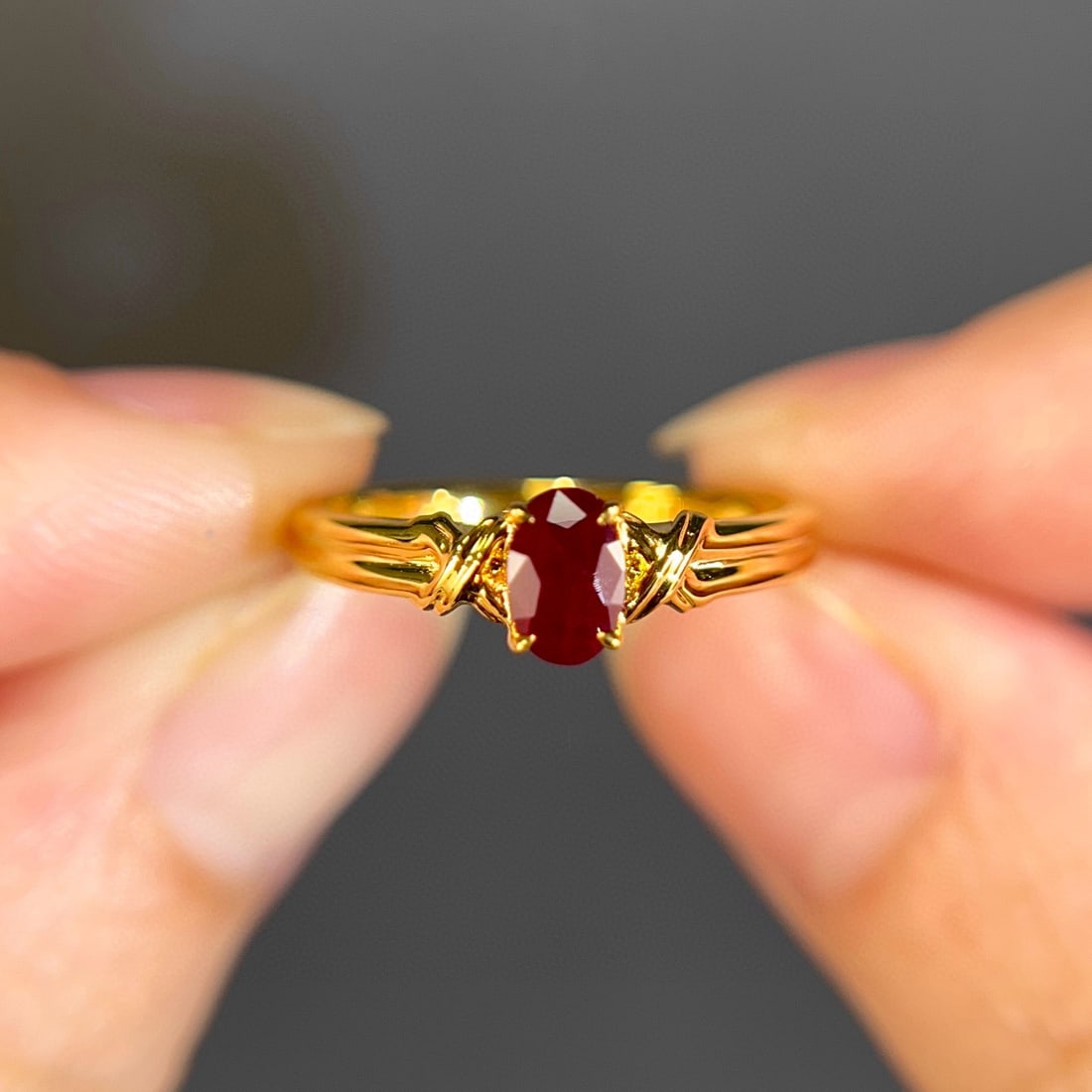 14k Gold 0.65 Ct Natural Ruby Ring - 2