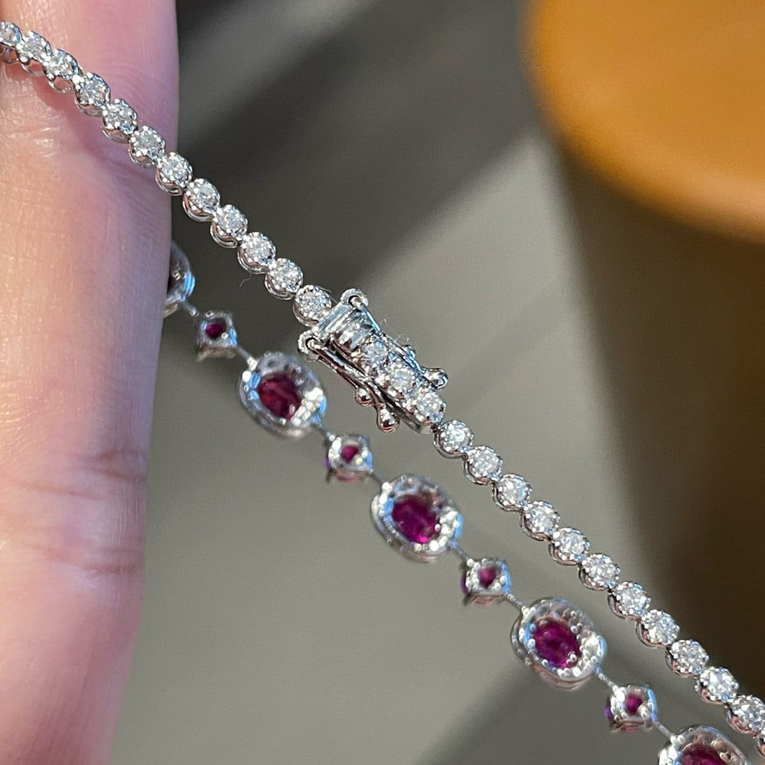 14k Gold 3.18 Ctw Natural Ruby & Diamond Bracelet - 3