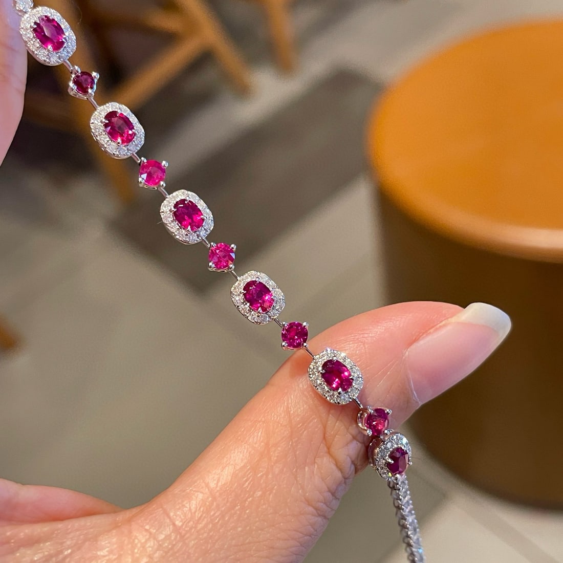 14k Gold 3.18 Ctw Natural Ruby & Diamond Bracelet - 9