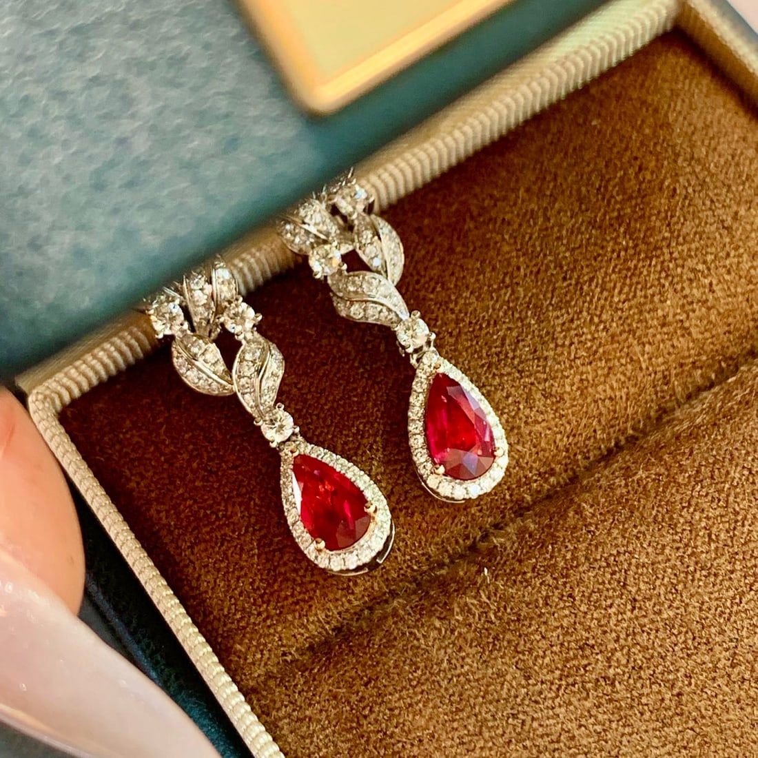 14k Gold 2.09 Ctw Natural Ruby & Diamond Earrings - 2