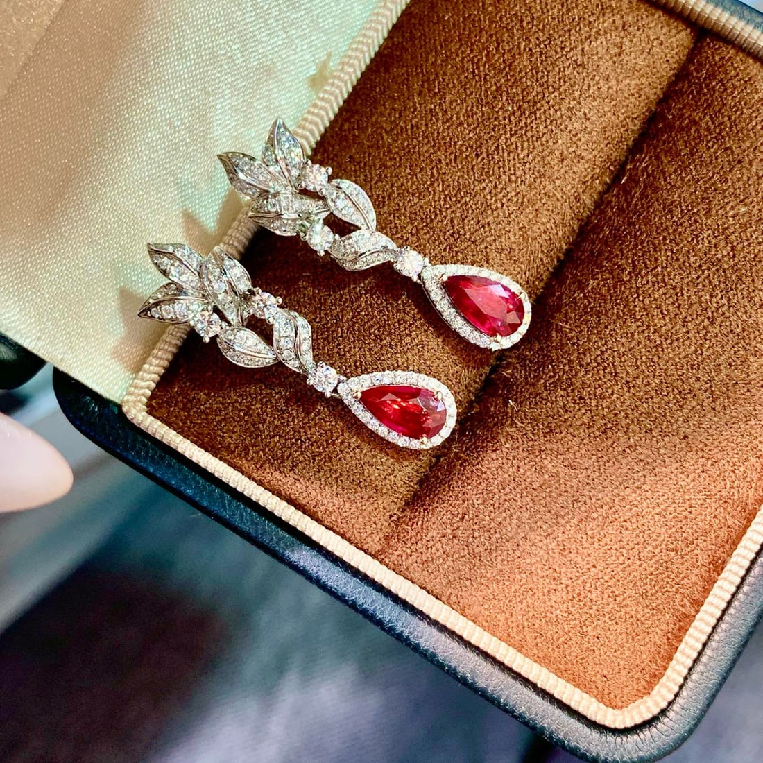 14k Gold 2.09 Ctw Natural Ruby & Diamond Earrings - 3