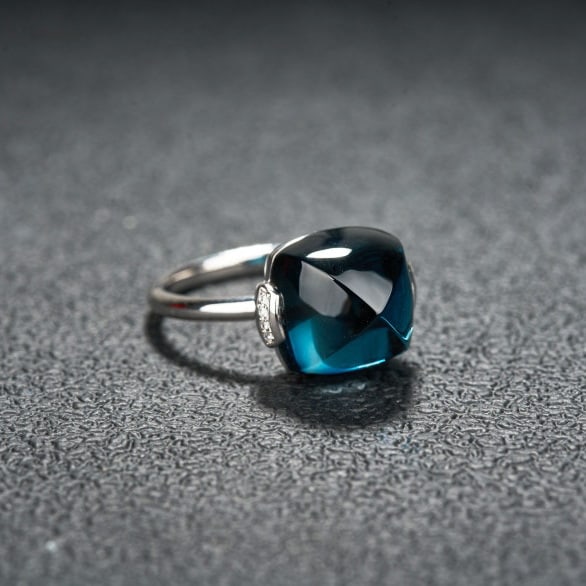 14k Gold 9.95 Ct Natural Topaz & Diamond Ring - 3
