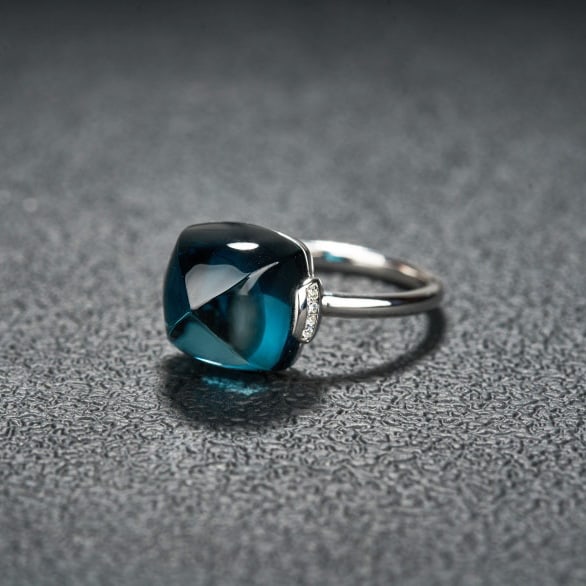 14k Gold 9.95 Ct Natural Topaz & Diamond Ring - 4
