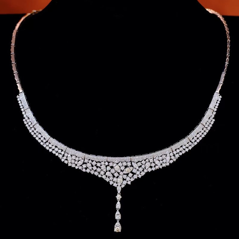 14k Gold 5.7 Ct Natural H Diamond Necklace: Ref:231087098 // gold content:14k gold // main gemstone:diamond // shape:round // carat weight:5. 7ct // clarity grade:vs-si // color:h // treatment:natural // cut grade:g // Condition: New Low