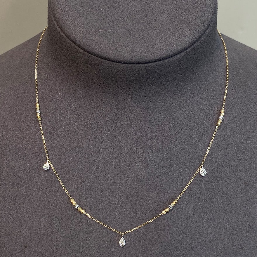 14k Gold 0.3 Ct Natural H Diamond Necklace: Ref:231087100 // gold content:14k gold // main gemstone:diamond // shape:round // carat weight:0. 3ct // clarity grade:vs-si // color:h // treatment:natural // cut grade:g // Condition: New Low
