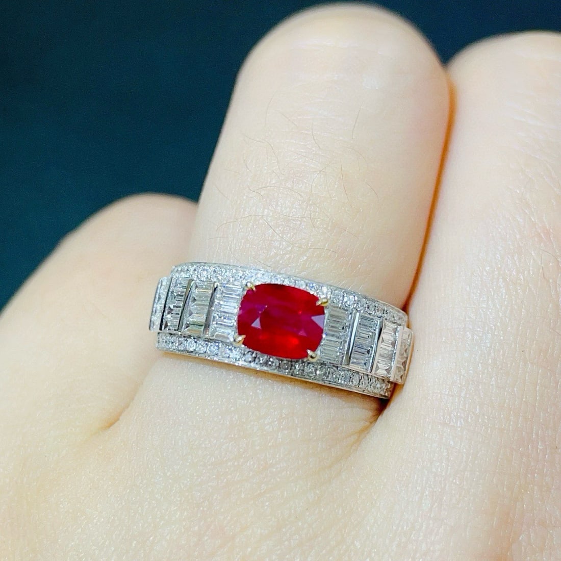 14k Gold 1.78 Ctw Vivid Red Natural Ruby & Diamond Ring - 6