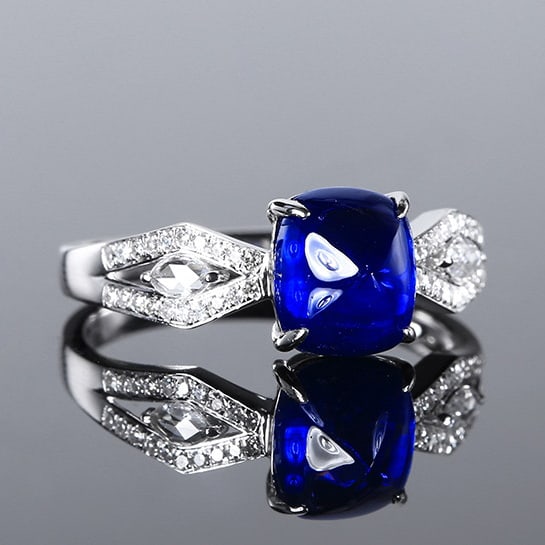 14k Gold 2.76 Ctw Natural Sapphire & Diamond Ring - 4