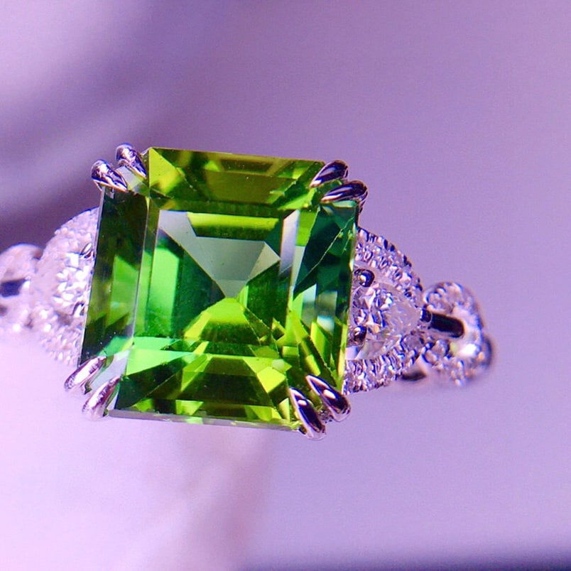 14k Gold 3.95 Ct Natural Tourmaline & Diamond Ring - 7