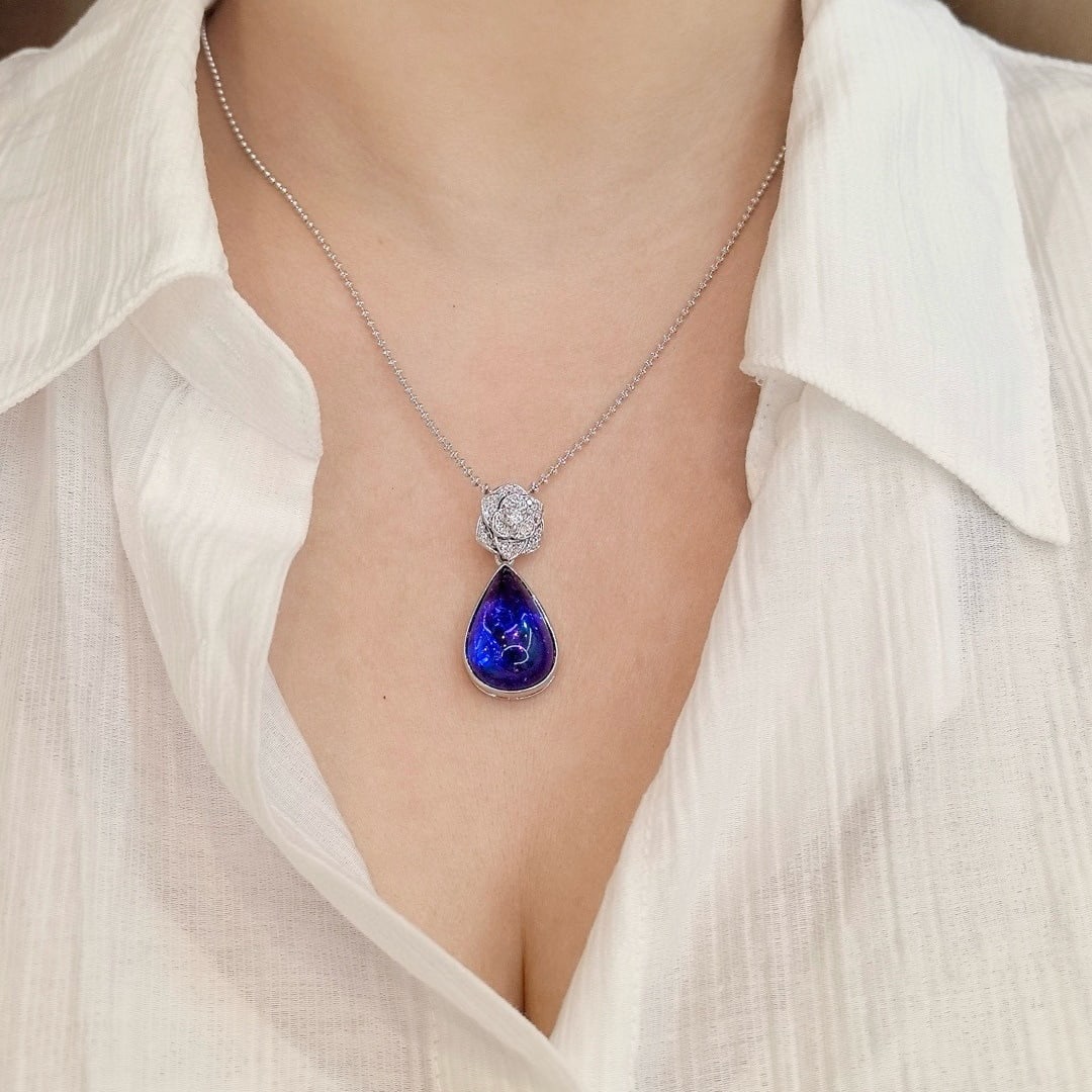14k Gold 11.61 Ctw Natural Tanzanite & Diamond Pendant( Without Chain ) - 6