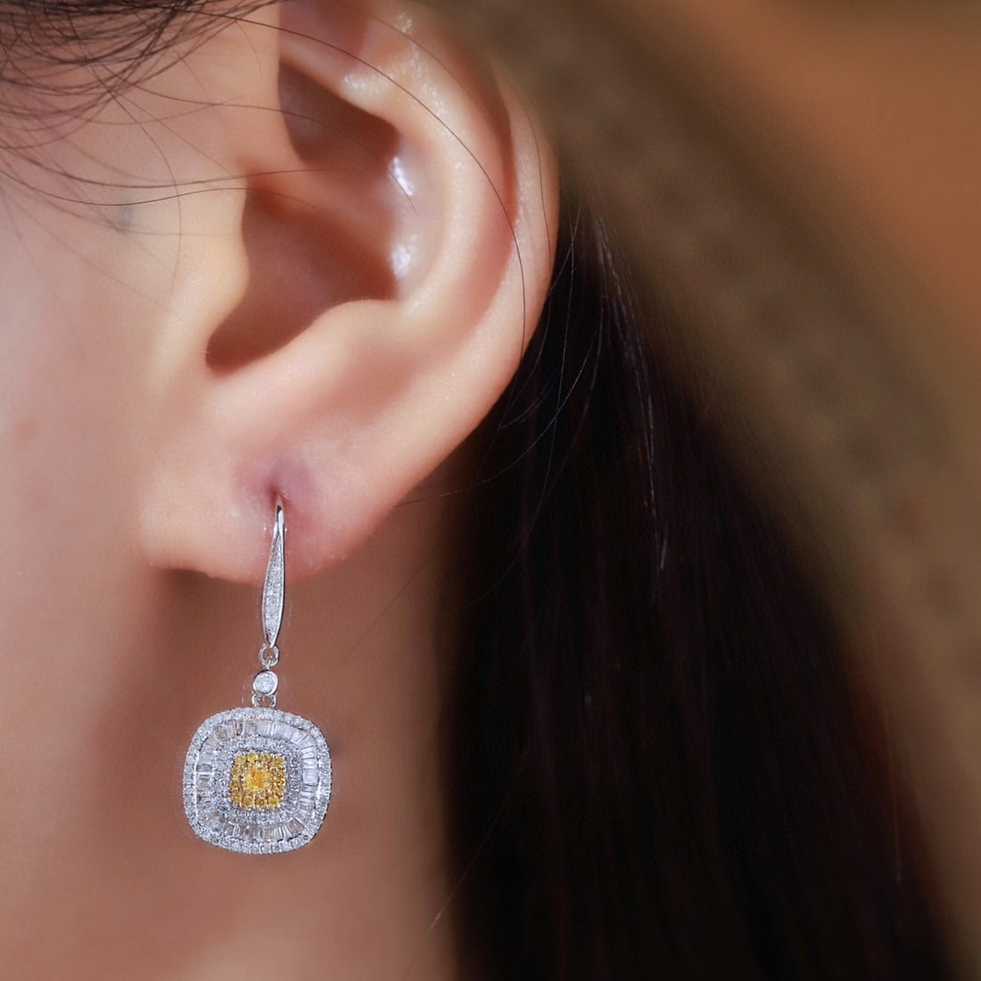 14k Gold 1 Ct Natural Color Diamond Earrings - 2