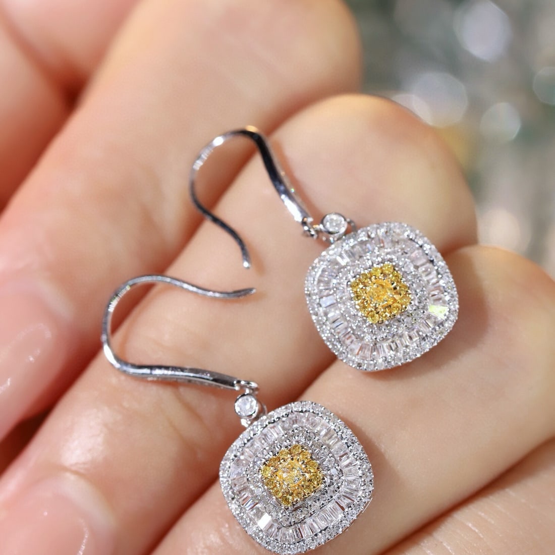 14k Gold 1 Ct Natural Color Diamond Earrings - 6