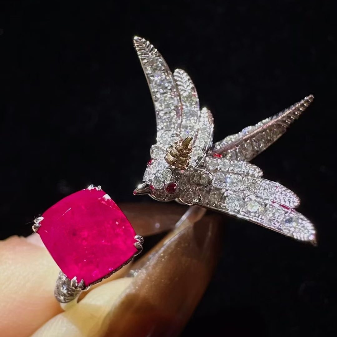 14k Gold 2.96 Ctw Natural Ruby & Diamond Ring: Ref:231087157 // gold content:14k gold // ring size:7. 25 us // // main gemstone:ruby // shape:cushion // carat weight:2. 17ct // color:red // treatment:natural // // adjacent gemstone 2 : diamond // 