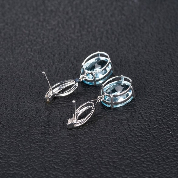 14k Gold 5.8 Ct Natural Aquamarine Earrings - 6