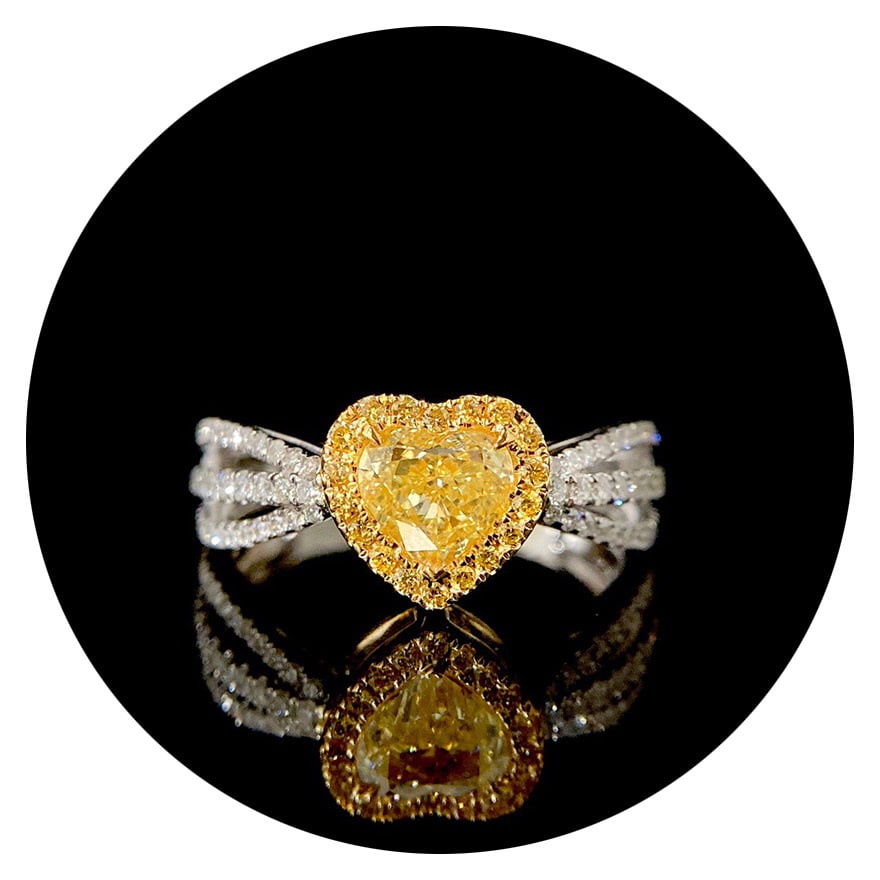 14k Gold 1.12 Ctw Natural Yellow Diamond & Diamond Ring - 2