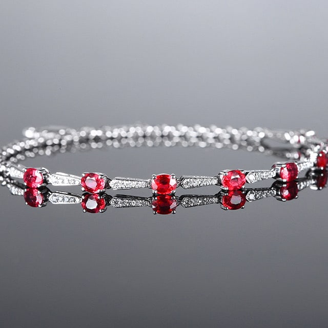 14k Gold 2.03 Ctw Natural Ruby & Diamond Bracelet - 3