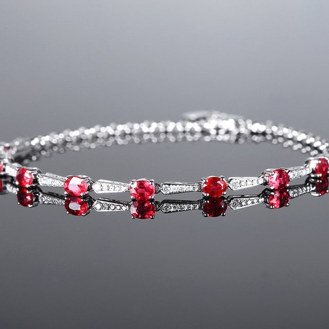 14k Gold 2.03 Ctw Natural Ruby & Diamond Bracelet - 4