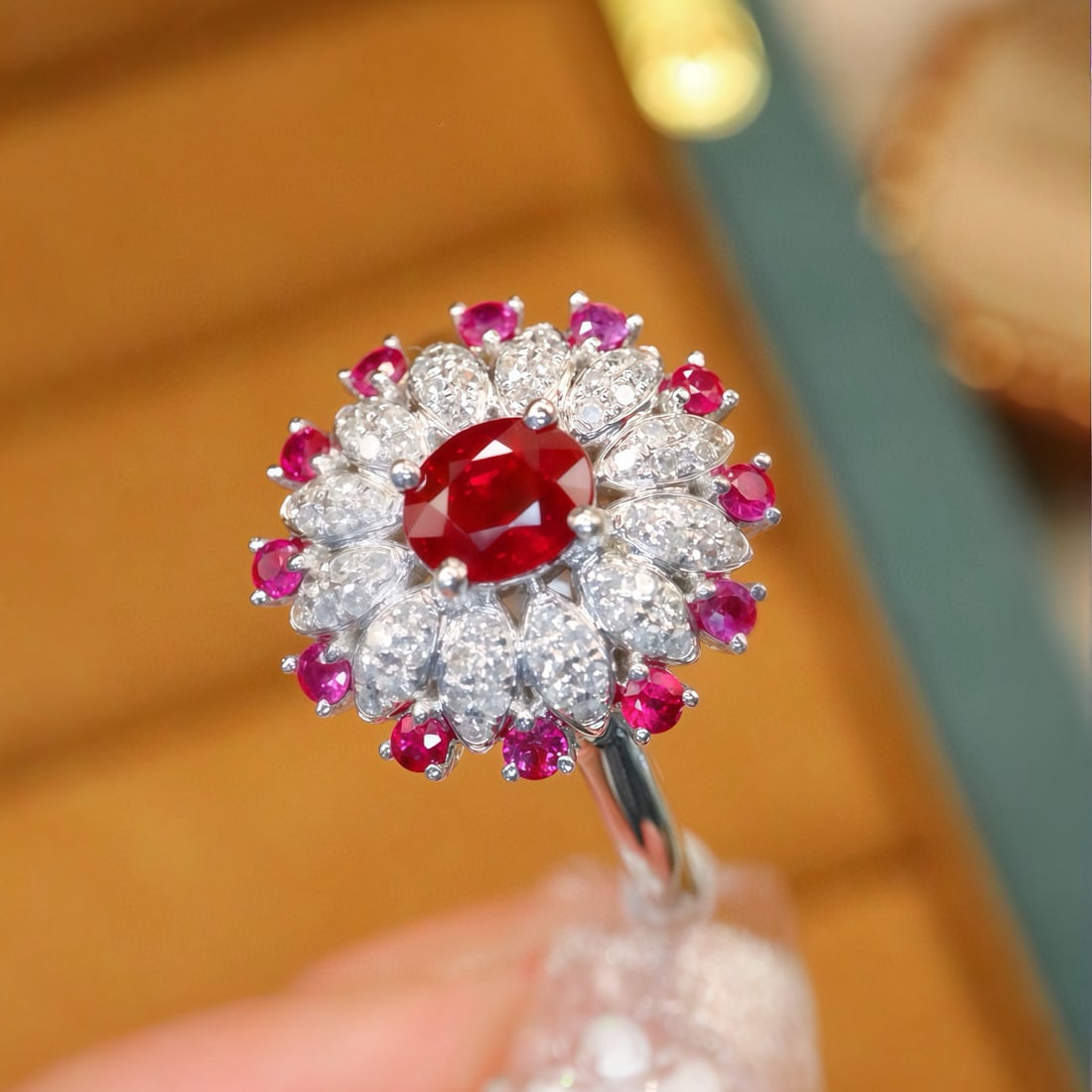 14k Gold 0.74 Ctw Vivid Red Natural Ruby & Diamond Ring - 3