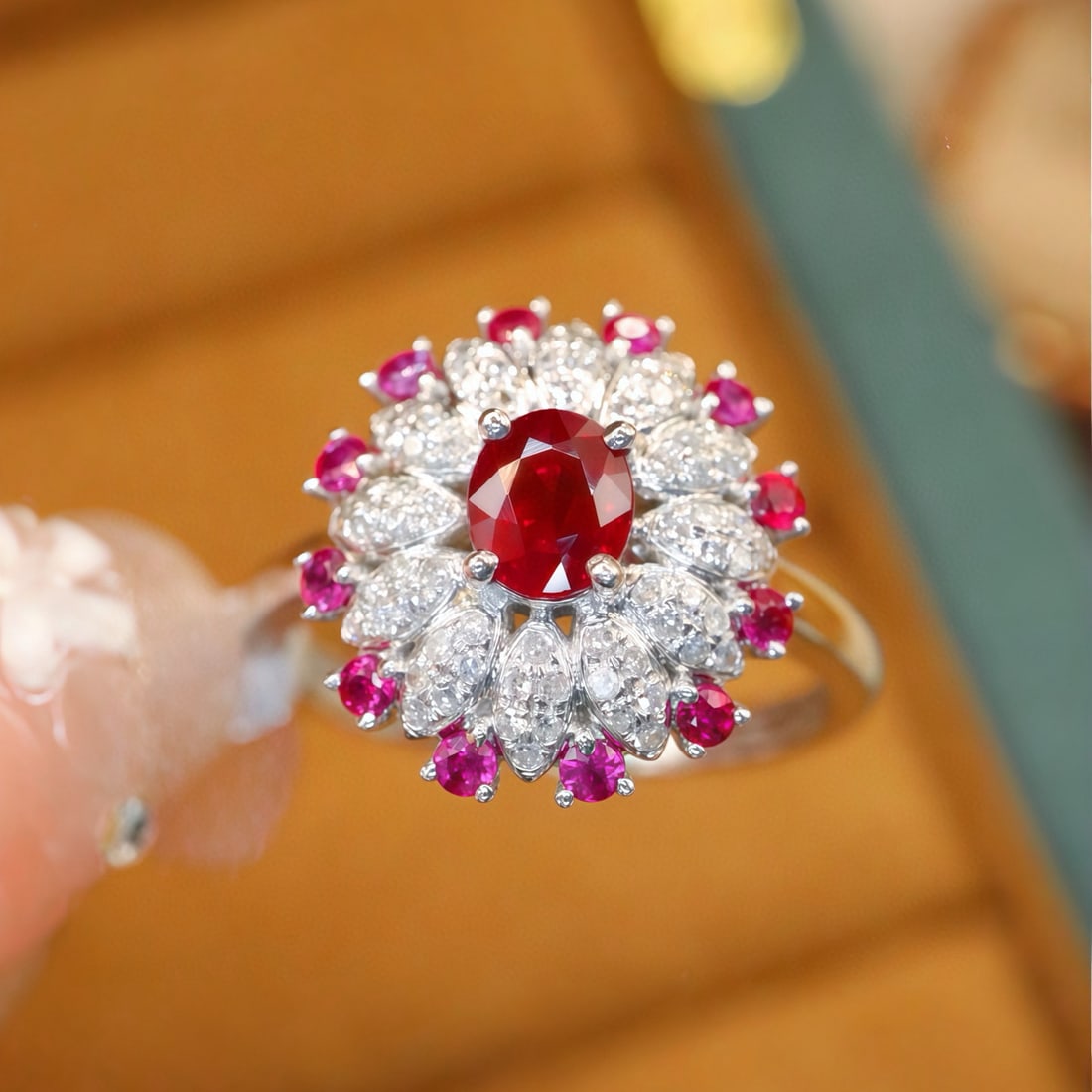 14k Gold 0.74 Ctw Vivid Red Natural Ruby & Diamond Ring - 4