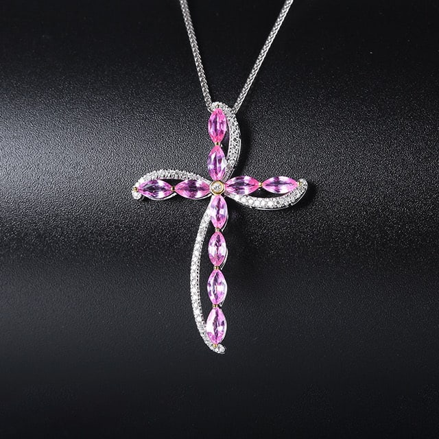 14k Gold 2.07 Ctw Natural Sapphire & Diamond Pendant( Without Chain ): Ref:231087196 // gold content:14k gold // main gemstone:sapphire // shape:marquise // carat weight:1. 9ct // color:pink // treatment:natural // // adjacent gemstone 2 : diamond // number of stones:56