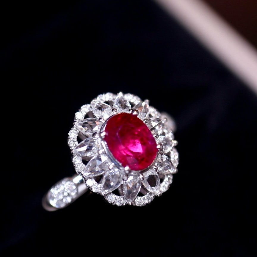 14k Gold 1 Ct Natural Ruby & Diamond Ring - 2