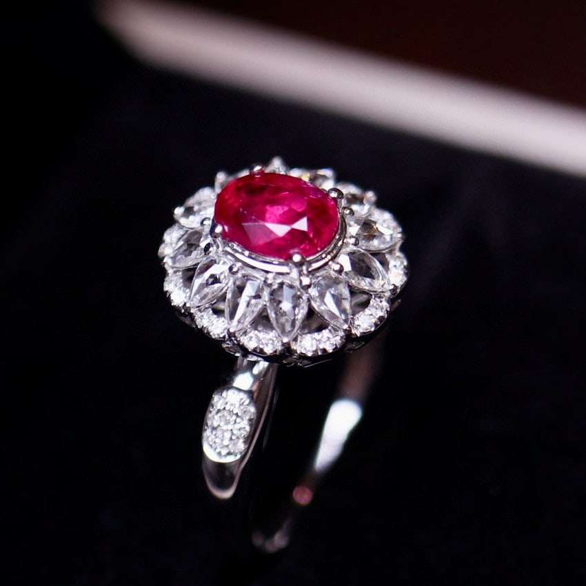 14k Gold 1 Ct Natural Ruby & Diamond Ring - 4