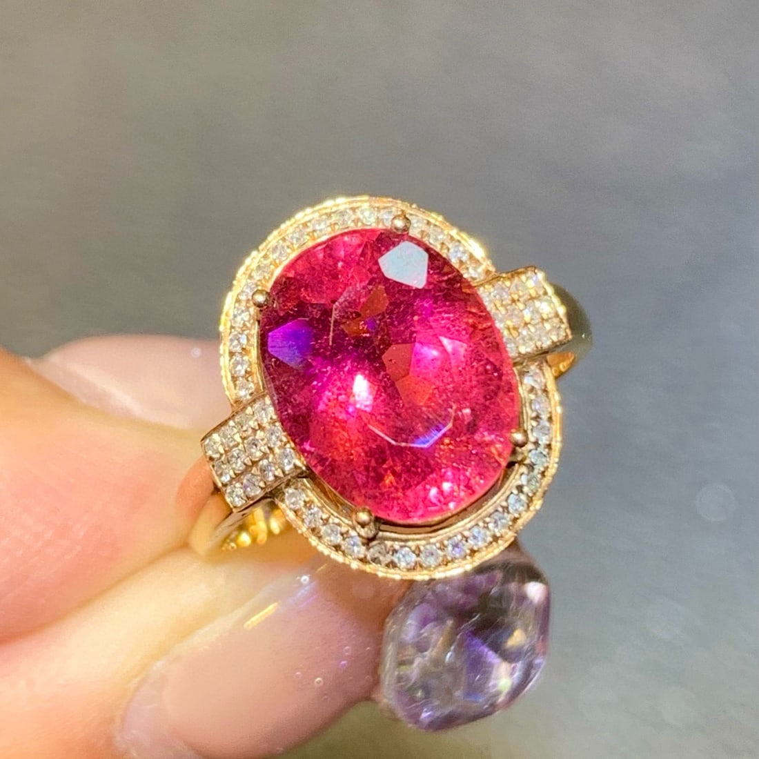 14k Gold 3.6 Ct Natural Tourmaline & Diamond Ring - 2