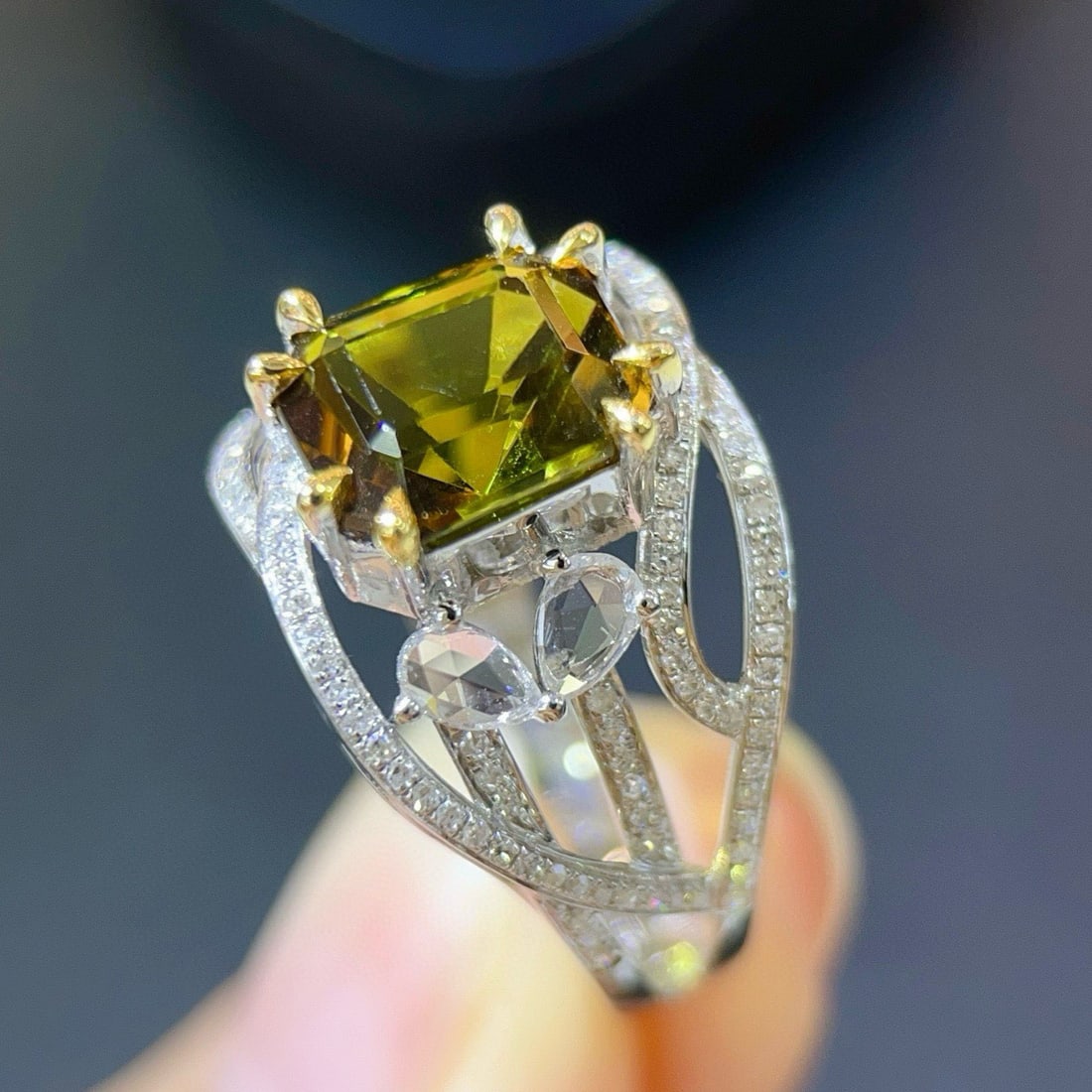 14k Gold 3.82 Ctw Natural Tourmaline & Diamond Ring - 4