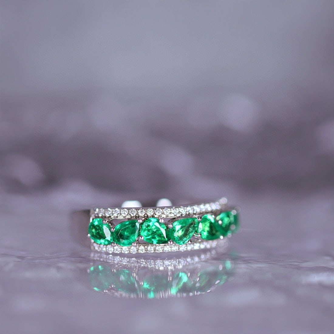 14k Gold 1.12 Ctw Vivid Green Natural Emerald & Diamond Ring - 3
