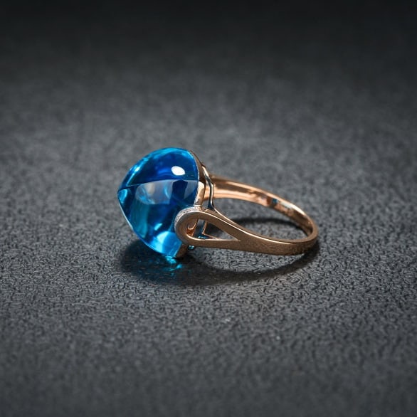 14k Gold 18.26 Ct Natural Topaz & Diamond Ring - 4