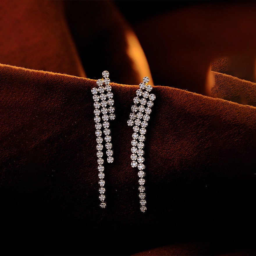 14k Gold 0.90 Ct Natural H Diamond Earrings - 4