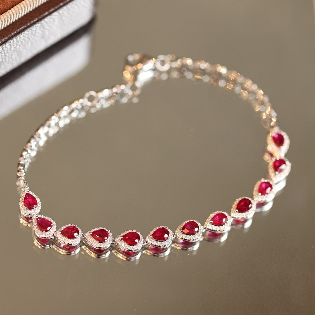 14k Gold 3.11 Ctw Natural Ruby & Diamond Bracelet - 2