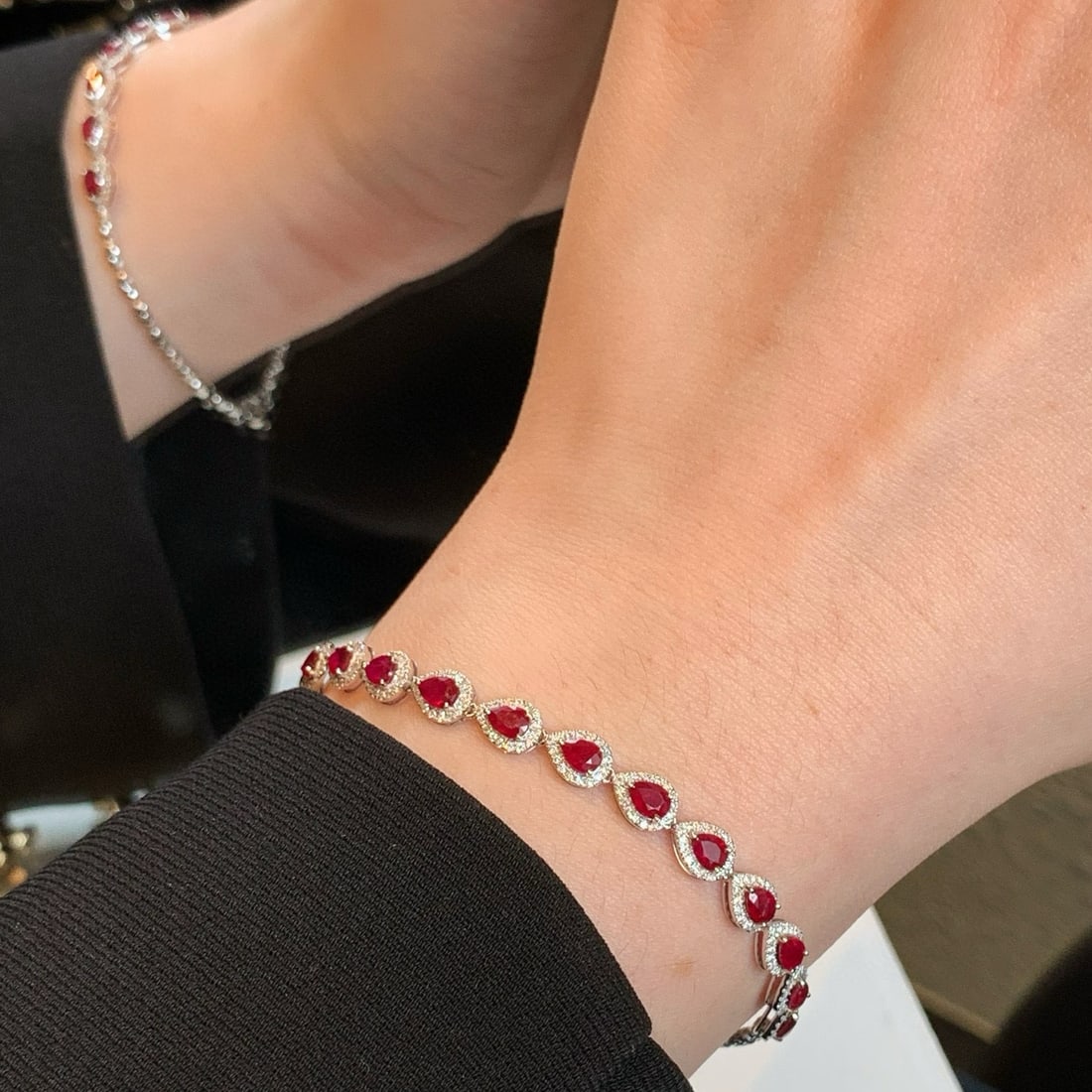 14k Gold 3.11 Ctw Natural Ruby & Diamond Bracelet - 3